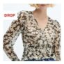 MANGO Black Floral Print Crossover Blouse