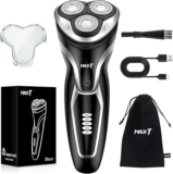 MAX-T Electric Razor for Men, Wet and Dry Mens Electric Shaver, 1H Fast Charging & 120Mins Runtime, Skin-Protection, IPX7 Waterproof, Rotary Shavers with Pop-up Trimmer, LED Display