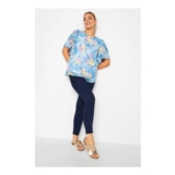 M&Co Blue Hawaiian Print Angel Sleeve Blouse