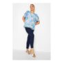 M&Co Blue Hawaiian Print Angel Sleeve Blouse