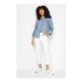 M&Co Blue Light Wash Tab Sleeve Tencel Denim Shirt