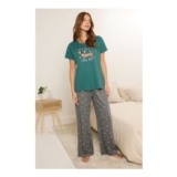 M&Co Green Cotton Pyjama Set