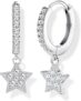 MILACOLATO Dangle Silver Hoop Earrings for Women 18K Gold Dangly Drop Small Hoop Hypoallergenic Huggie Tiny Star Moon EviL Eye Sleeper Cute Earrings Earings for Women Ladies