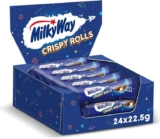 MILKY WAY Crispy Rolls, Milk Chocolate, Biscuit Snack bar, Single 22.5 g (1 x 24 Bars)