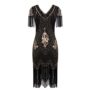 MISSCHEN 1920s Flapper Dress Great Gatsby Black Gold