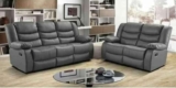 MNS Bonded Leather Recliner Sofa with Cupholders – 32 Seater Sofa – Grey (Full Set 32) – Sold & fulfilled by MNS (MY NEW SOFA) LTD