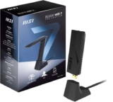 MSI BE6500 WiFi 7 Tri-Band USB Adapter, 6GHz Band, Support Multi-Link Operation (MLO), 4096-QAM, Plug and Play, WPA3 Network Security