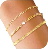 MUCCA 3Pcs Silver Bracelet for Women Elegant Layered Bracelets for Womens Stackable Gold Plated Bangle Adjustable Chain Link Wrist Jewelry Gift for Her Anniversary Birthday Party