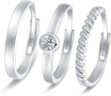 MUCCA Adjustable Rings Set – 3Pcs Gold & Silver Stacking Rings for Women, Cubic Zirconia Wedding Stackable Ring Jewellery Gift