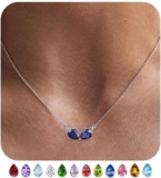 MUCCA Birthstone Silver Necklaces for Women Crystal Heart Necklaces for Women Cubic Zirconia Pendant Silver Necklace Birthstone for Birthday Gifts Jewellery