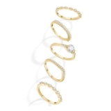 Macachii 5-Piece Silver Ring Set for Women, Stackable
