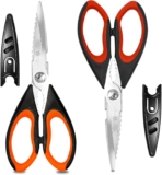 Magnificent Kitchen Scissors All-in-1 Multi-Function Heavy Duty, Stainless Steel Shears with Fish Scaler Nutcracker Bottle Opener, Sharp Meat Scissors Soft Grip Handle with Safety Cover- Pack of 2