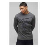 Man Relaxed Fit Ford Mustang License Printed Long Sleeve T-Shirt