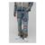 Man Straight Flared Paint Splatter Applique Gusset Jeans