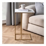 Marble Effect C-Shaped Coffee Table Sofa Desk