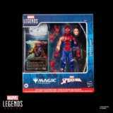 Marvel Legends Series Magic: The Gathering Battle-Damaged Spider-Man, Action Figure plus Exclusive Foil Trading Card, Red and Blue