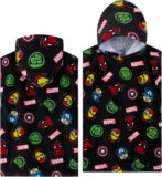 Marvel Spiderman Bath Towel with Hood for Kids Teenagers Absorbent Changing Robe Poncho Towel for Swimming Bath Shower Beach Towel Holiday Essentials (Multi Avengers, 10-13 Years)