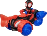 Marvel Spidey and His Amazing Friends Miles Spin Morales Techno-Racer Toy Vehicle with 7.6-cm (3 inch) Action Figure, Accessory, Super Hero Toys, Ages 3