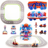 Marvel Spidey and His Amazing Friends Transforming Vehicle Playset 17-Piece 2-in-1 Spidey Truck & Headquarters with Figures, Small Vehicles & Puzzle Road Mat 110x255x110mm