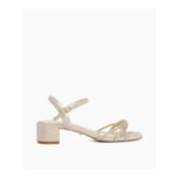 Marvelousness – Gold mid Height Block Heel Sandals