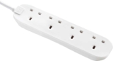 Masterplug Four Socket Extension Lead, 1 Metre Cable, Unswitched, 4-Way Plug Extension Cable, Power Strip, Basic Power, White, 13A, 4G, 1m