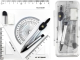 Maths Set Geometry Set, 1 Set 7 Pieces Maths Kit, Includes Compasses, Rubber, Protractor, Triangles, Ruler and Carrying Box, Drawing Compass Protractor Set Rulers for Student, Multicolor