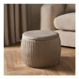 Matte Velvet Pleated Storage Ottoman – Mink