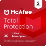 McAfee Total Protection 3-Devices 2026 Security Software, Antivirus, VPN, Scam Protection 1-Year Subscription with Auto-Renewal