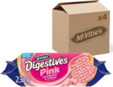 McVities Digestives Pink, Raspberry & Cream Flavour Biscuits, 232 g (Pack of 4)