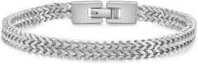 Mens Bracelet Stainless Steel: Double Franco Chain Wrist Bracelets with Stainless Steel Closure, Black Silver Gold Link Bracelets for Men Women