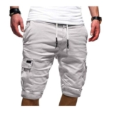 Mens Cargo Shorts, Knee-Length, Drawstring, Multi-Pocket, Elastic Waist, plus Size