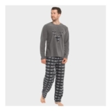 Mens Charcoal Stag Fleece Pyjamas