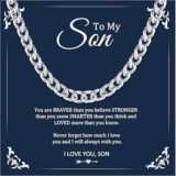 Mens Gifts To My Son Chain Necklace – Son Gifts from Mum Dad Silver Chain Mens Cuban Chain Happy Birthday Graduation Gifts for Son Jewellery Presents from Mother Father I Love You Gifts for Him