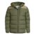 Mens Hooded Puffer Jacket, Cord Trim River Stone Green