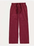 Mens Red Heart Stripe Textured Cotton Pyjama Bottoms Sizes XS-4XL Free C&C