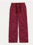 Mens Red Heart Stripe Textured Cotton Pyjama Bottoms Sizes XS-4XL Free C&C