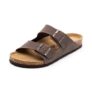 Mens Sandals, Arch Support Slides with Adjustable Buckle Straps and Cork Footbed