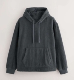 Mens Slate Grey Borg Fleece Ribbed Texture Hoodie – sizes XS – 3XL – free click and collect