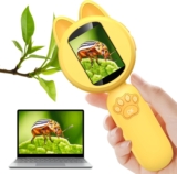 Microscope for Kids -Portable Magnifying Glass, Handheld Pocket Microscope for Children with 2-Inch IPS Screen, 8 LED Lights,Nature Exploration Toys for Lab Study and Educational Use Yellow