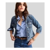 Mid Wash Button Front Denim Jacket