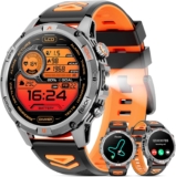 Military Smartwatch for Men Answer/Make Calls, 1.46 HD GPS Fitness Tracker with LED Flashlight, Heart Rate Sleep Monitor, IP68 Waterproof Smart Watch Compatible with iOS Android (Black)