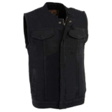 Milwaukee Leather MDM3000 Mens Brute Concealed Snap Black Denim Club Style Vest w/Hidden Zipper – Size 4XL