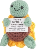 Mini Crochet Gifts Tortoise Ornament – Knitted Cute Stuff Turtle Positive Affirmation Emotional Support Decor, Funny Birthday Presents, Sunflower Thank You Gift for Christmas Teacher Kid Women Mum Dad