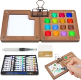 Mini Paint Palette Travel Kit,Mini Travel Watercolor Palette Set,Pocket Artist Acrylic colour Sets with Watercolor Pens,Binder Clips, Include 24 Colors Paint for Beginners Artists Students
