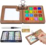 Mini Paint Palette Travel Kit,Mini Travel Watercolor Palette Set,Pocket Artist Acrylic colour Sets with Watercolor Pens,Binder Clips, Include 24 Colors Paint for Beginners Artists Students