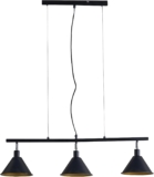 MiniSun Modern 3 Way Suspended Ceiling Light with Matt Black/Gold Metal Cone Shades Pendant Lights, Home Décor & Improvement Essential Mains Wired