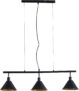 MiniSun Modern 3 Way Suspended Ceiling Light with Matt Black/Gold Metal Cone Shades Pendant Lights, Home Décor & Improvement Essential Mains Wired