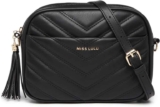 Miss Lulu Womens Crossbody Bag, PU Leather, Black
