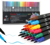 Mitoymia 24 Dual Tip Colouring pens,Colouring Books for Felt Tips for Adults and kids or children, coloured drawing brush pens art pens Set markers