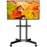 Mobile TV Stand on Wheels Height Adjustable Tilt for 3285 inch Screens with Laptop Shelf – Black